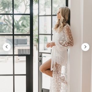 White lace / floral appliqué bridal robe with slip